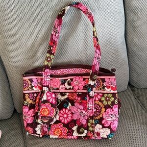 Vera Bradley Floral Pink and Brown Women's Small Tote